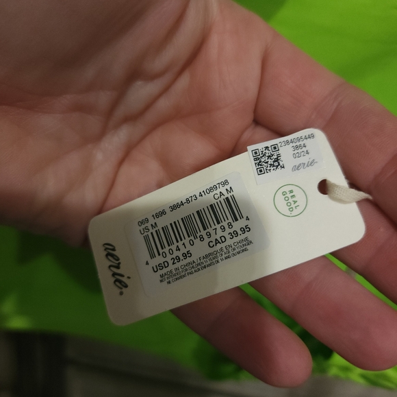 Aerie	SMOOTHEZ Tank Cami Cropped Top Harlequin Green NWT Medium American Eagle - Picture 7 of 11